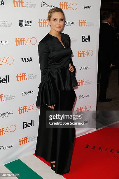 Elizabeth Olsen attends the 2015 Toronto International Film Festival - "I Saw The Light" Premiere at Ryerson Theatre on September 11, 2015 in...