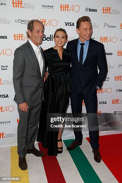 Director & writer Marc Abraham, actress Elizabeth Olsen and actor Tom Hiddleston attend the 2015 Toronto International Film Festival - "I Saw The...