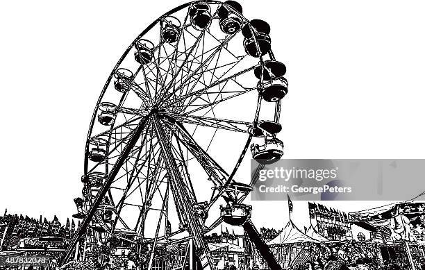 ferris wheel at state fair - ferris wheel stock illustrations