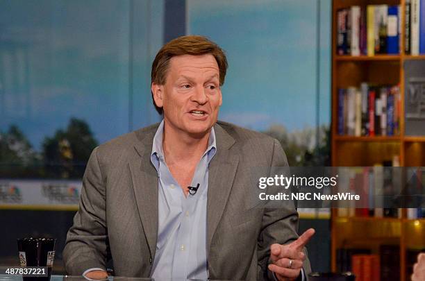 Pictured: Author Michael Lewis appears on 'Meet the Press' in Washington, D.C., Sunday, April 6, 2014.