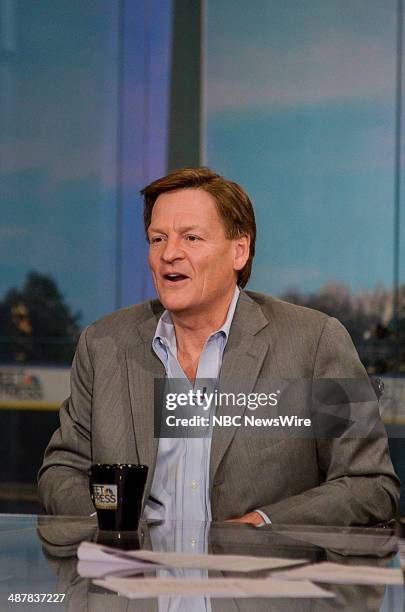 Pictured: Author Michael Lewis appears on 'Meet the Press' in Washington, D.C., Sunday, April 6, 2014.