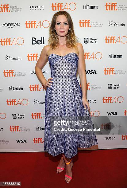 Actress Emily Blunt attends the "Sicario" premiere during the 2015 Toronto International Film Festival at Princess of Wales Theatre on September 11,...