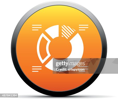 Donut Chart icon on a round button. Donut Chart icon on a round button.