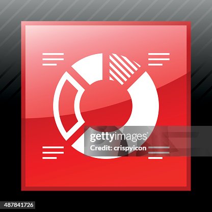 Donut Chart icon on a square button. Donut Chart icon on a square button.