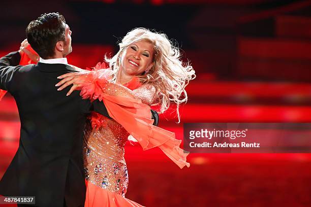Carmen Geiss and Christian Polanc perform during the 5th show of 'Let's Dance' on RTL at Coloneum on May 2, 2014 in Cologne, Germany.
