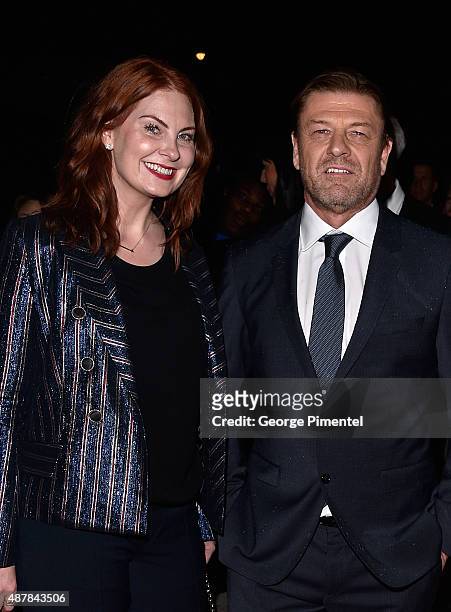Actor Sean Bean and Ashley Moore attend the "Sicario" premiere during the 2015 Toronto International Film Festival at Princess of Wales Theatre on...