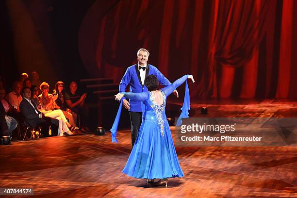 Bauer sucht Frau Star Bruno Rauh and Anja Rauh perform onstage during the first show of the television competition 'Stepping Out' on September 11,...