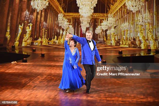 Bauer sucht Frau Star Bruno Rauh and Anja Rauh perform onstage during the first show of the television competition 'Stepping Out' on September 11,...