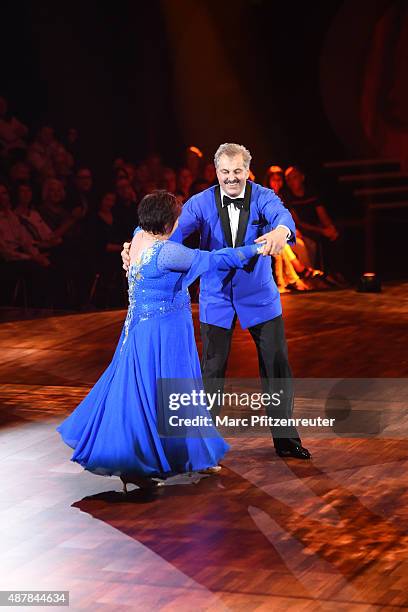 Bauer sucht Frau Star Bruno Rauh and Anja Rauh perform onstage during the first show of the television competition 'Stepping Out' on September 11,...