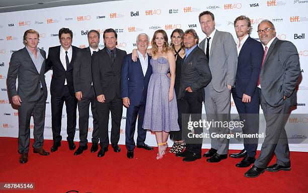 Producer Trent Luckinbill, actor Benicio Del Toro, director Denis Villeneuve, actor Josh Brolin, ,Co-Chairman of Lionsgate Motion Picture Group Rob...