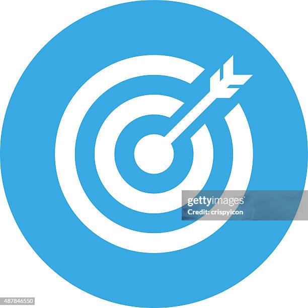 stockillustraties, clipart, cartoons en iconen met target icon on a round button. - arrows target