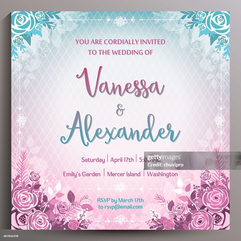 Square Invitations Wedding Invitation Floral Square Card 145 Cm High-Res Vector Graphic ...