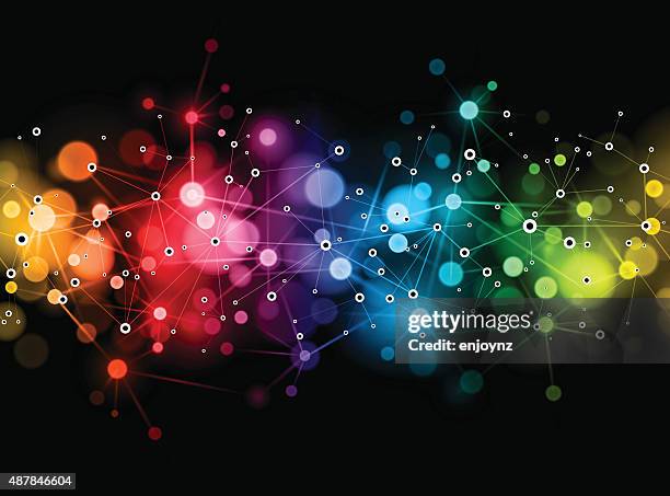 bright rainbow network - fibre optic icon stock illustrations