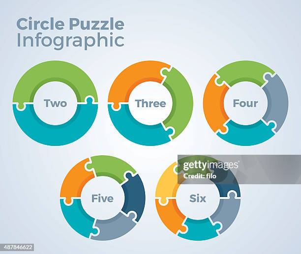 circle puzzle infographic - jigsaw puzzle stock illustrations