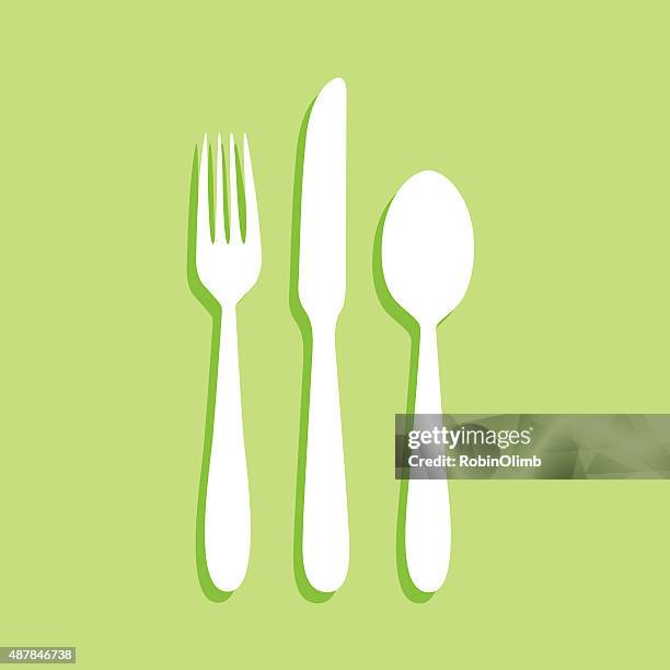 stockillustraties, clipart, cartoons en iconen met green silverware icon - bestek