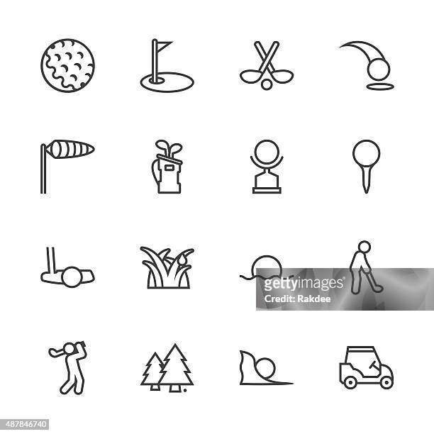 golf-symbole-line serie - windsack stock-grafiken, -clipart, -cartoons und -symbole