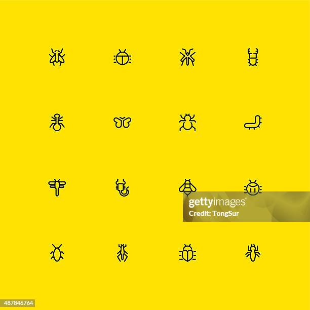 insects icons - line - odonata 幅插畫檔、美工圖案、卡通及圖標