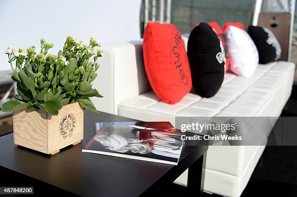 Cycle for Heroes branded seating area is seen during the Cycle for Heroes event to benefit The Heroes Project at Santa Monica Pier on September 11,...