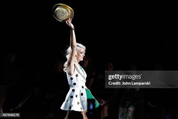 Models walk the runway during the Betsey Johnson show during Spring 2016 New York Fashion Week: The Shows at The Arc, Skylight at Moynihan Station on...