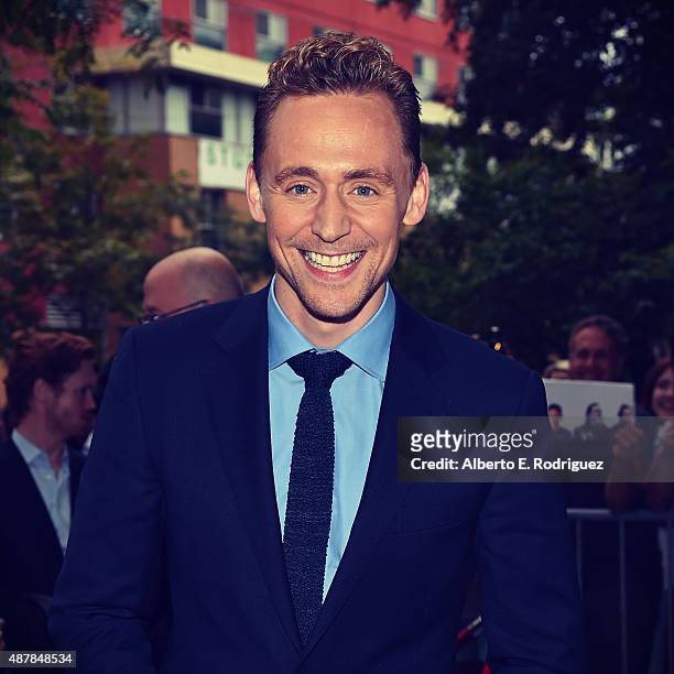 Actor Tom Hiddleston attends the 'I Saw the Light' premiere during the 2015 Toronto International Film Festival at Ryerson Theatre on September 11,...