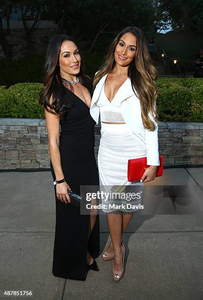 Personalities Brie Bella and Nikki Bella attend the Official Opening Ceremonies of The Best Buddies Challenge during the Best Buddies Hearst Castle...