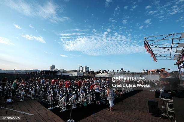 General view of atmosphere during the Cycle for Heroes event to benefit The Heroes Project at Santa Monica Pier on September 11, 2015 in Santa...