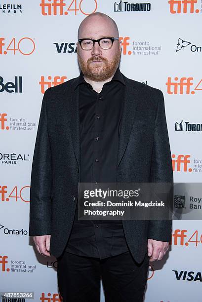 Film composer Johann Johannsson attends the "Sicario" premiere during Toronto International Film Festival at the Princess of Wales Theatre on...