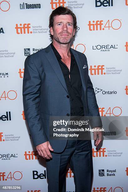 Screenwriter Taylor Sheridan attends the "Sicario" premiere during the Toronto International Film Festival at the Princess of Wales Theatre on...