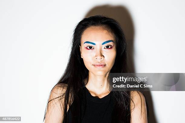 Model poses backstage at Milk Studios on September 11, 2015 in New York City.