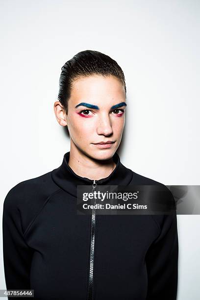 Model poses backstage during the Chromat featuring Intel Collaboration at Milk Studios on September 11, 2015 in New York City.