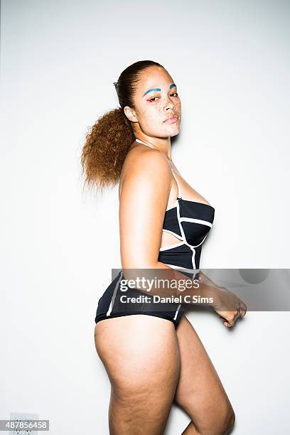 Model poses backstage during the Chromat featuring Intel Collaboration at Milk Studios on September 11, 2015 in New York City.