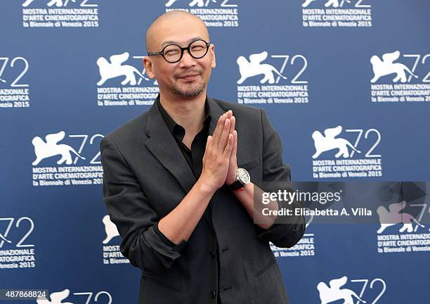 Director Guan Hu attends a photocall for 'Mr. Six' during the 72nd Venice Film Festival at Palazzo del Casino on September 12, 2015 in Venice, Italy.