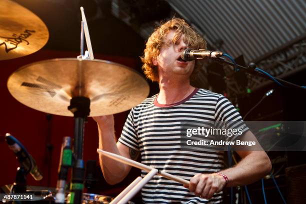 Steven Ansell of Blood Red Shoes performs on stage at The Cockpit to open Live At Leeds music festival on May 2, 2014 in Leeds, United Kingdom.