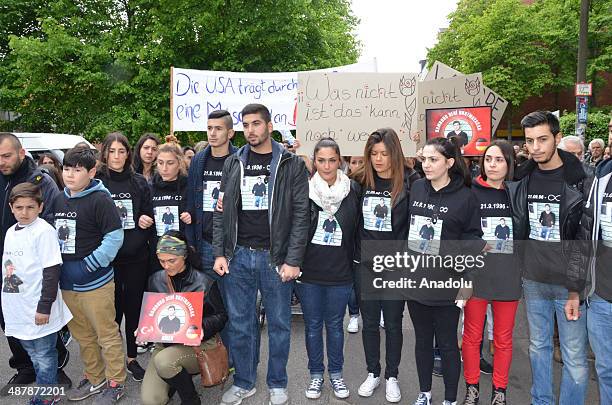 Nearly 600 people attend the march held by friends of Diren to commemorate him, in Hamburg, Germany on May 2, 2014.