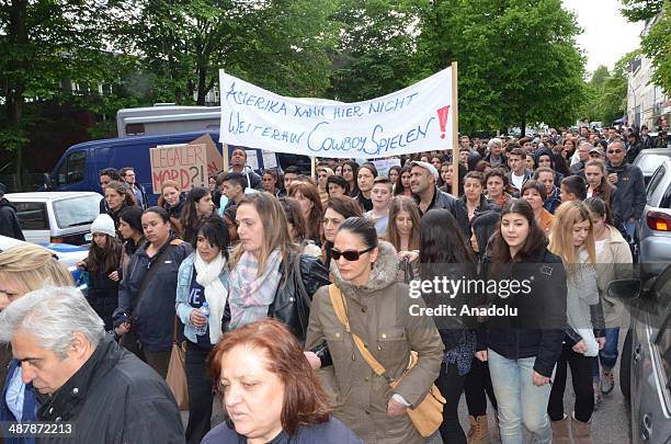 Nearly 600 people attend the march held by friends of Diren to commemorate him, in Hamburg, Germany on May 2, 2014.