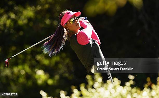 Michelle Wie of USA plays a shot during the third round of the Evian Championship Golf on September 12, 2015 in Evian-les-Bains, France.