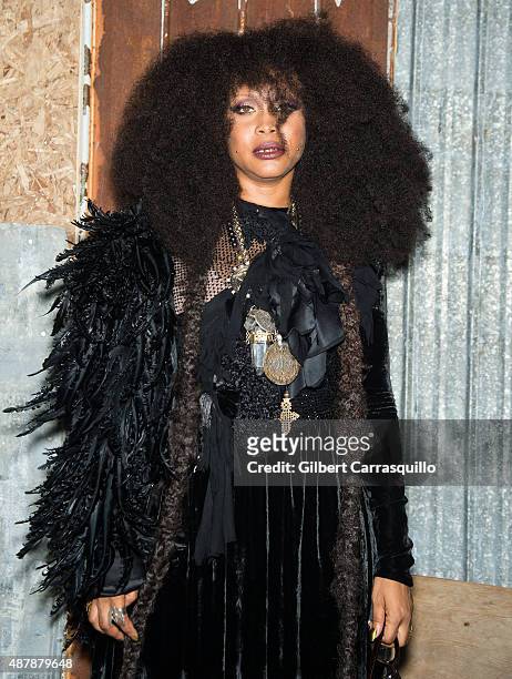 Singer-songwriter Erykah Badu is seen arriving at the Givenchy fashion show during Spring 2016 New York Fashion Week on September 11, 2015 in New...