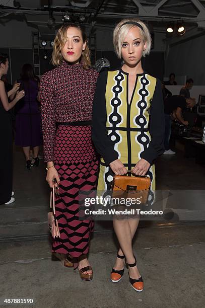 The Dolls: Mia Moretti & Margot attends the Giulietta show at Pier 59 Studios as part of Spring 2016 New York Fashion Week on September 11, 2015 in...