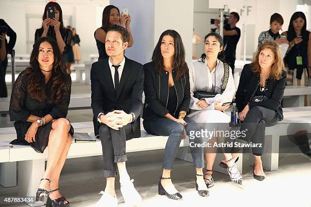 Designer Rebecca Minkoff watches as models rehearse at the Rebecca Minkoff Runway Show SS 16 with TRESemme at The Gallery, Skylight at Clarkson Sq on...