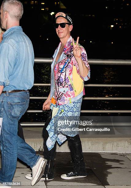 Fashion designer Jeremy Scott is seen arriving at the Givenchy fashion show during Spring 2016 New York Fashion Week on September 11, 2015 in New...