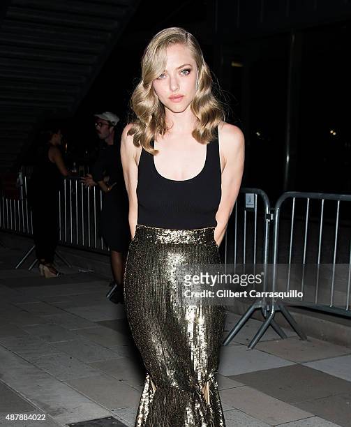 Actress Amanda Seyfried is seen arriving at the Givenchy fashion show during Spring 2016 New York Fashion Week on September 11, 2015 in New York City.