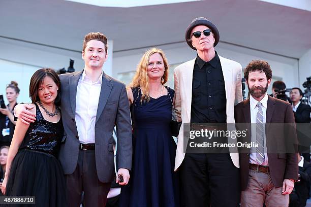 Actor Tom Noonan, directors Duke Johnson, Charlie Kaufman and producer Rosa Tran attend the closing ceremony and premiere of 'Lao Pao Er' during the...