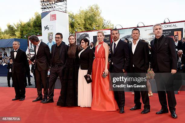 Venezia 72 jury members Hou Hsiao-Hsien, Pawel Pawlikowski, Nuri Bilge Ceylan, Diane Kruger, Lynne Ramsay, Elizabeth Banks, Francesco Munzi, Emmanuel...