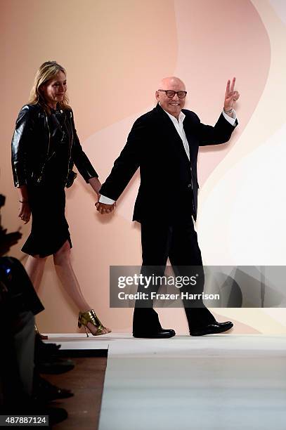 Lubov Azria and Max Azria walk the runway wearing Herve Leger by Max Azria Spring 2016 during New York Fashion Week: The Shows at The Arc, Skylight...