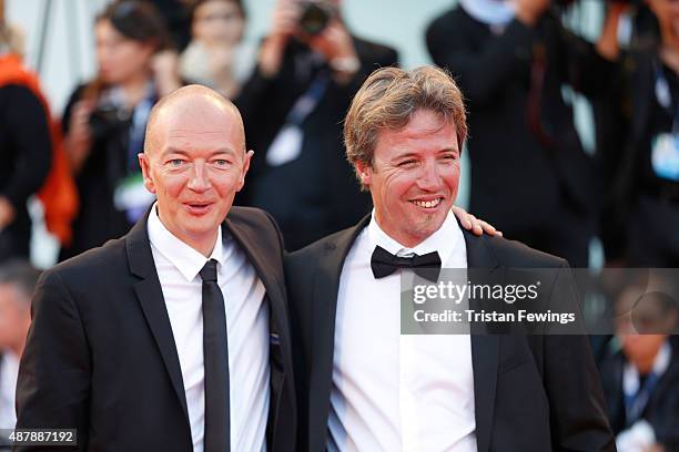 Samuel Collardey and Dominique Leborne attend the closing ceremony and premiere of 'Lao Pao Er' during the 72nd Venice Film Festival on September 12,...