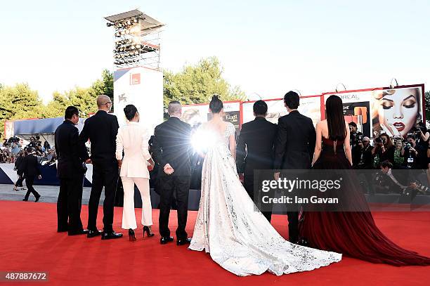 Li Yifeng, Liu Hua, Jing Liang, director Guan Hu and actors Xu Qing, Feng Xiaogang and Zhang Yuxian attend the closing ceremony and premiere of 'Lao...