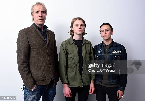 Actors Rhys Ifans, Jack Kilmer and Keir Gilchrist from "Len and Company" poses for a portrait during the 2015 Toronto International Film Festival at...