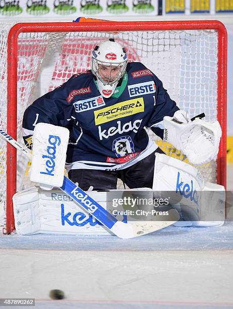 Jean-Philippe Lamoureux of EC VSV during the game between EC VSV and Dornbirner Eishockey Club on september 12, 2015 in Villach, Austria.