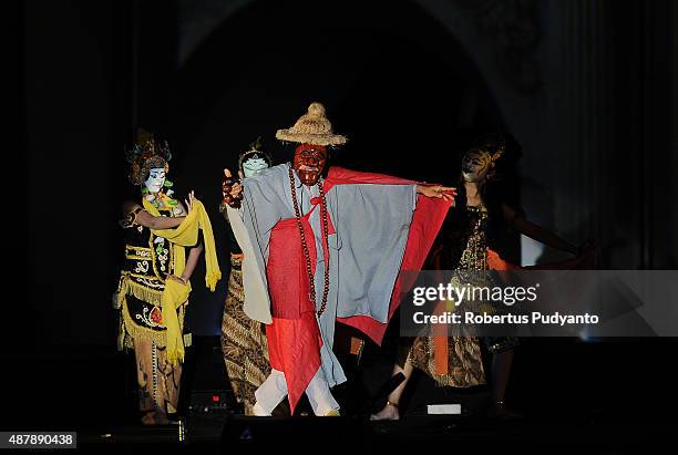 Collaboration between Indonesian and Hahoe South Korea Republic dancers perform Mask Dance during Solo International Performing Arts at Vastenburg...