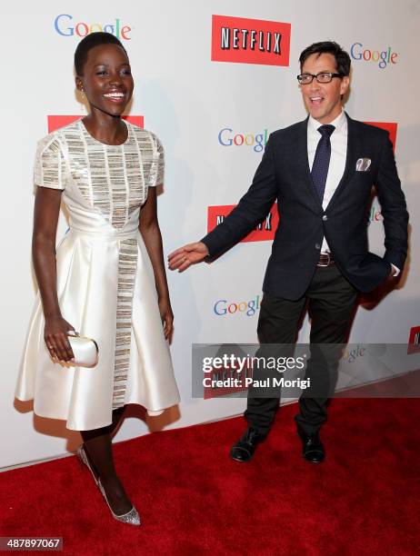 Actress Lupita Nyong'o and Dan Bucatinsky walk the red carpet at Google/Netflix White House Correspondent's Weekend Party at United States Institute...